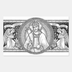 Jezus Christus Koning der Koningen Zwart & Wit Lij Rechthoekige Sticker