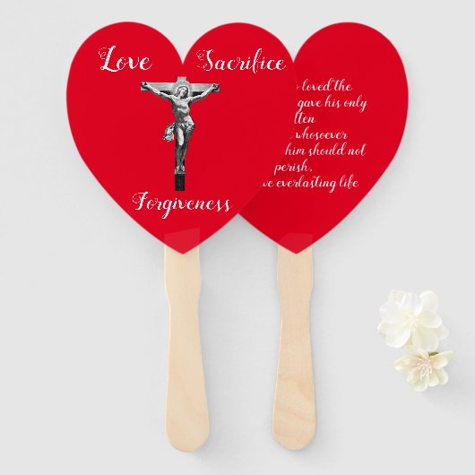 Jezus Christus Kruis Zoon van God Bijbel citeert K Handwaaier (Voorkant en achterkant)