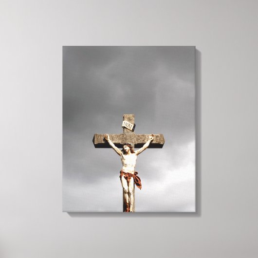 Jezus Christus kruisbeeld sculptuur Canvas Afdruk (Voorkant)