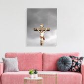 Jezus Christus kruisbeeld sculptuur Canvas Afdruk (Insitu (Woonkamer))