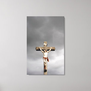 Jezus Christus kruisbeeld sculptuur Canvas Afdruk