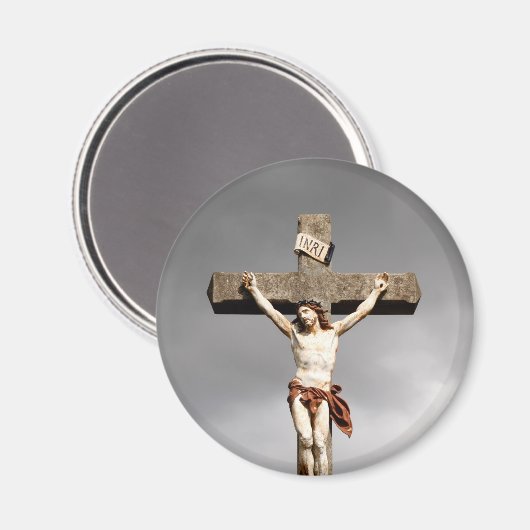 Jezus Christus kruisbeeld sculptuur Magneet (Voorkant / Achterkant)