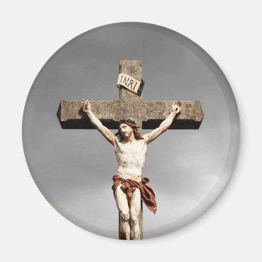 Jezus Christus kruisbeeld sculptuur Magneet (Voorkant)