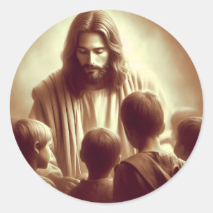 Jezus Christus liet de kinderen naar mij komen - g Ronde Sticker