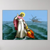 Jezus Christus loopt op water Poster (Voorkant)