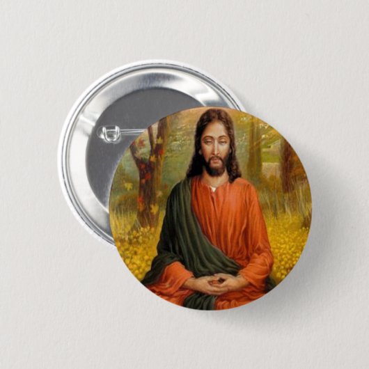Jezus Christus Meditation Ronde Button 5,7 Cm (Voorkant /achterkant)