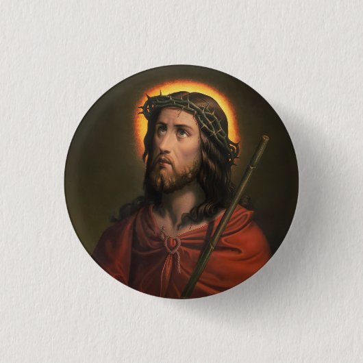 Jezus Christus met de doornenkroon Ronde Button 3,2 Cm (Voorkant)