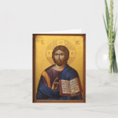 Jezus Christus met de evangeliën Icoon begrafenis Bedankkaart (Voorkant)