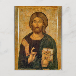 Jezus Christus met de evangeliën Orthodox Icoon Briefkaart