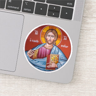 Jezus Christus met de evangeliën Orthodox Icoon Sticker