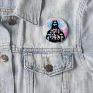 Jezus Christus met de wereld Kunst illustratie Ronde Button 5,7 Cm
