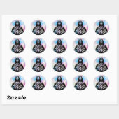 Jezus Christus met de wereld Kunst illustratie Ronde Sticker (Vel)