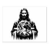 Jezus Christus met de wereld Kunst illustratie Rubberstempel (Afrduk)