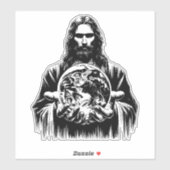 Jezus Christus met de wereld Kunst illustratie Sticker (Vel)