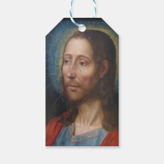 Jezus Christus met een gouden halo Cadeaulabel (Voorkant)