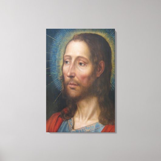 Jezus Christus met een gouden halo (door Quentin M Canvas Afdruk (Voorkant)