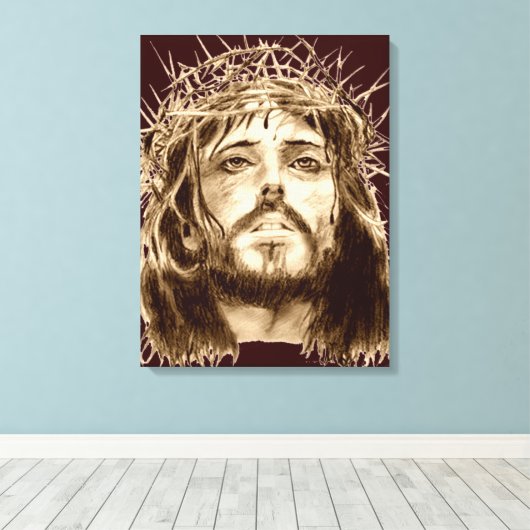 Jezus Christus met een Kroon van Thorns Canvas Afdruk (Insitu (Houten vloer))