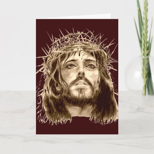 Jezus Christus met een Kroon van Thorns Feestdagen Kaart (Voorkant)