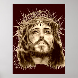 Jezus Christus met een Kroon van Thorns Poster