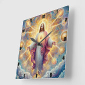 Jezus Christus met een stralend heilig hart Vierkante Klok (Hoek)