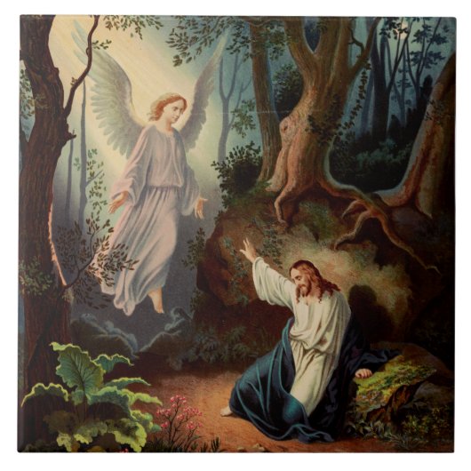 Jezus Christus met engel Tegeltje (Voorkant)