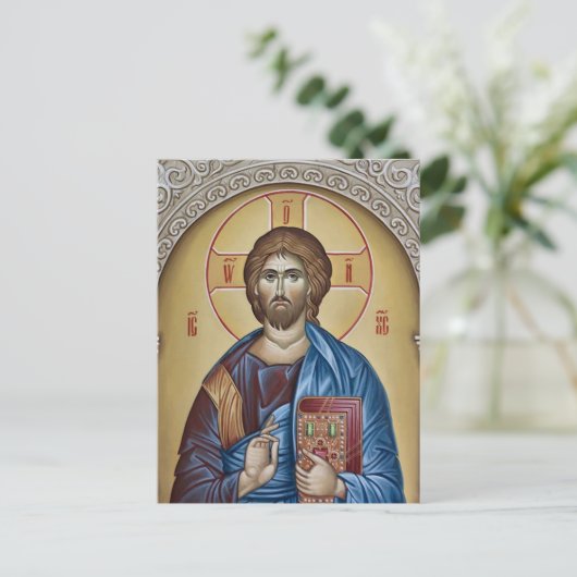 Jezus Christus met het evangeliicum Briefkaart (Staand voorkant)
