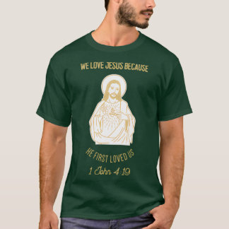 Jezus Christus met het gezegde We houden van je Je T-shirt