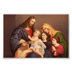 Jezus Christus met Kinderen Premium Kunst Kunstwer Foto Afdruk