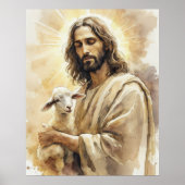 Jezus Christus met Lam Poster (Voorkant)