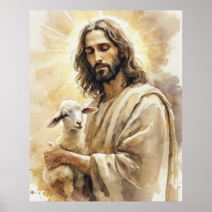 Jezus Christus met Lam Poster