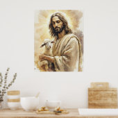 Jezus Christus met Lam Poster (Keuken)