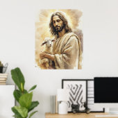 Jezus Christus met Lam Poster (Thuiskantoor)