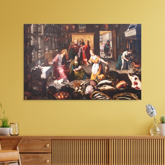 Jezus Christus met Martha en Maria - Joos Goemaere Canvas Afdruk (Insitu (Woonkamer))