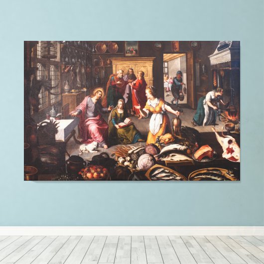 Jezus Christus met Martha en Maria - Joos Goemaere Canvas Afdruk (Insitu (Houten vloer))