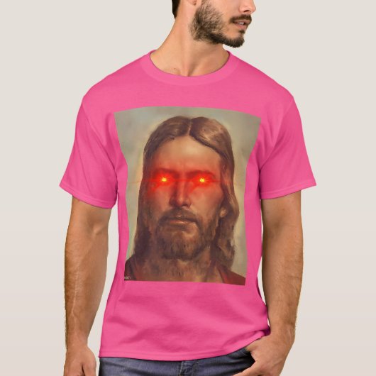 Jezus Christus met rode ogen T-shirt (Voorkant)