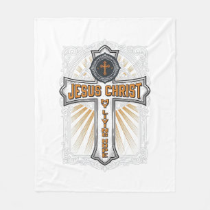 Jezus Christus Mijn Levende Hoop Vintage Kruis Fleece Deken