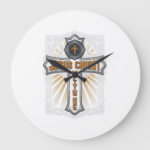 Jezus Christus Mijn Levende Hoop Vintage Kruis Grote Klok