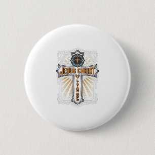 Jezus Christus Mijn Levende Hoop Vintage Kruis Ronde Button 5,7 Cm