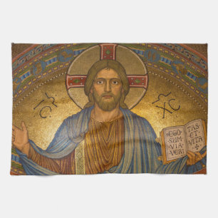 Jezus Christus - Mooie Christelijke Kunst Theedoek