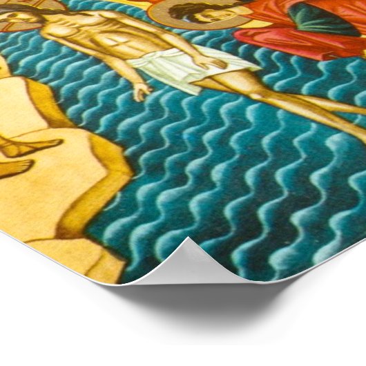 Jezus Christus neemt baptisme Russische icoon Poster (Hoek)