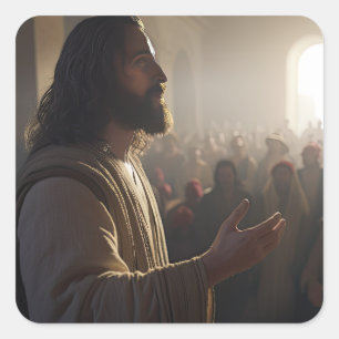 Jezus Christus onderricht in de gekozen tempel Vierkante Sticker