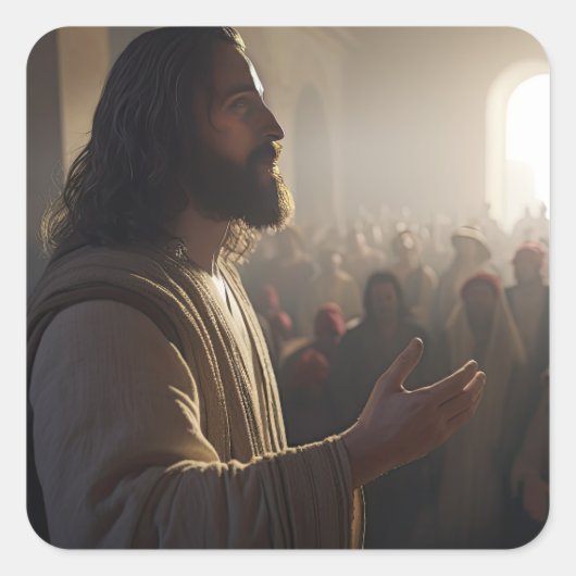 Jezus Christus onderricht in de gekozen tempel Vierkante Sticker (Voorkant)