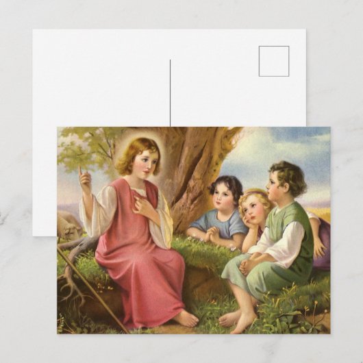 Jezus Christus Onderwijskinderen,  religie Briefkaart (Voorkant / Achterkant)