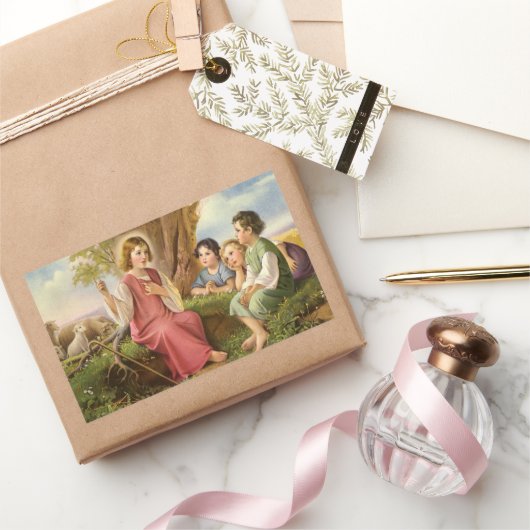 Jezus Christus Onderwijskinderen, religie Rechthoekige Sticker (Geschenken)