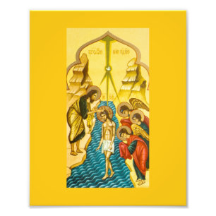 Jezus Christus ontvangt de doop Russische icoon Foto Afdruk