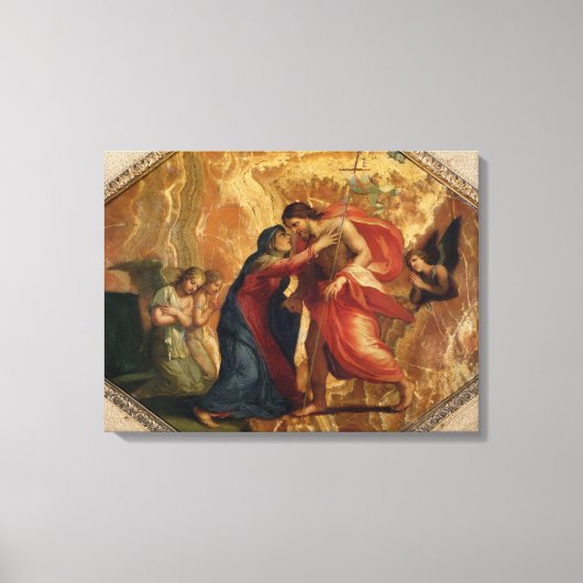 Jezus Christus Ontvangt de maagd in de hemel Canvas Afdruk (Voorkant)