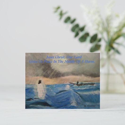 Jezus Christus, onze Heer geeft ons vrede. Briefkaart (Staand voorkant)