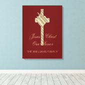 Jezus Christus Onze redder Christelijk Kruis goud Canvas Afdruk (Insitu (Houten vloer))