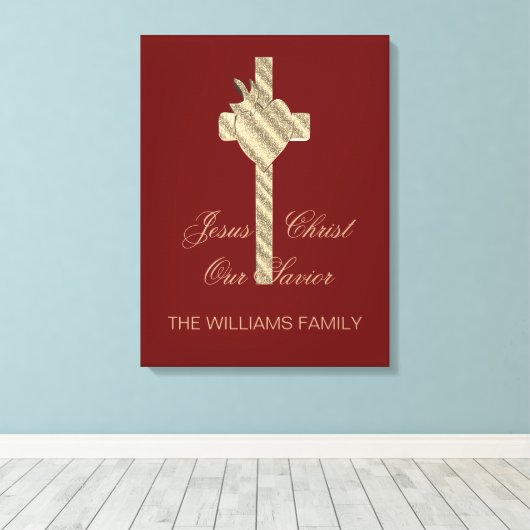 Jezus Christus Onze redder Christelijk Kruis goud Canvas Afdruk (Insitu (Houten vloer))