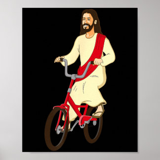 Jezus Christus Op Een Fiets Funny Christelijk Gelo Poster